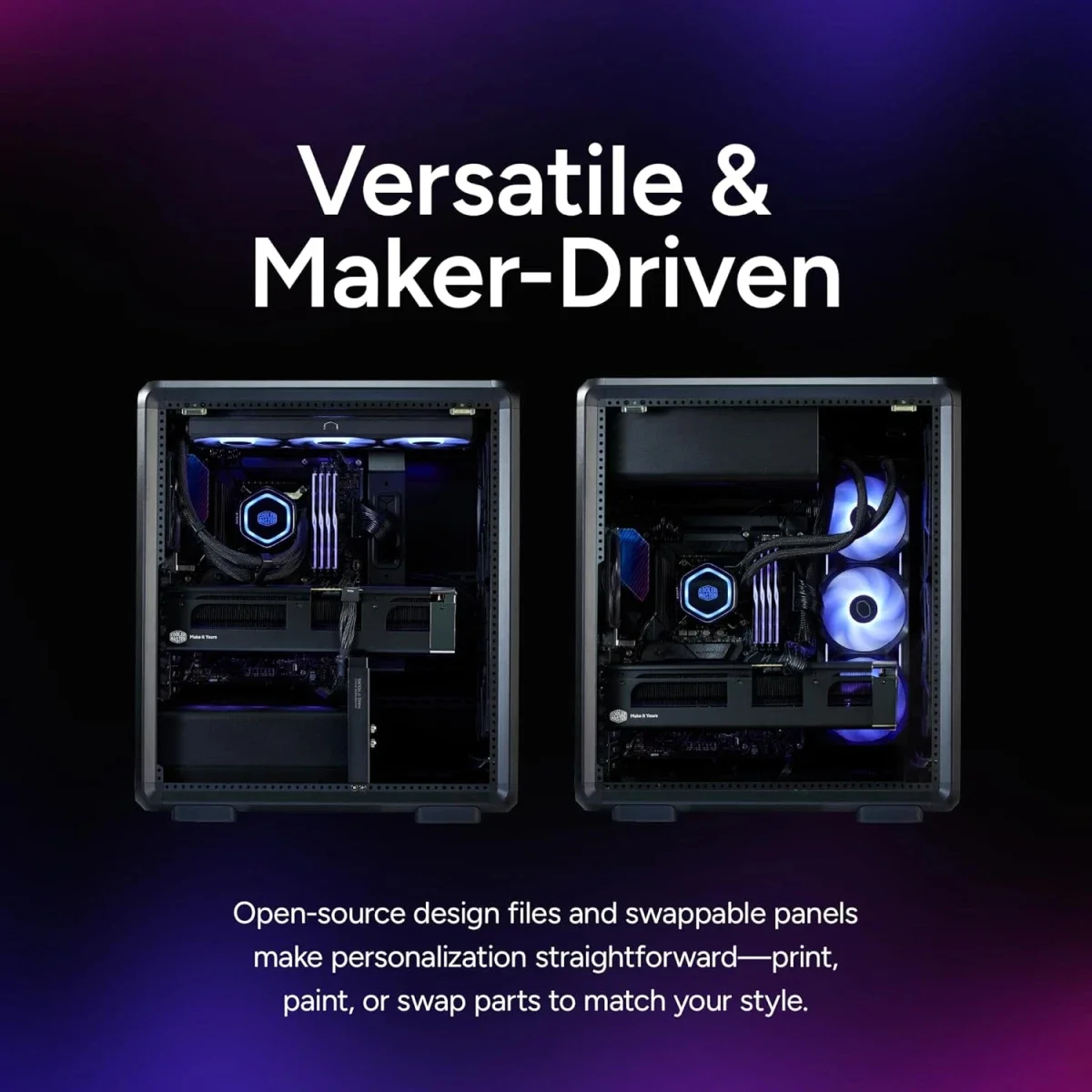 Cooler Master MasterFrame 500 Mesh ATX Mid-Tower PC Case with 360mm Radiator Support, USB-C, Black - Thumbnail 5