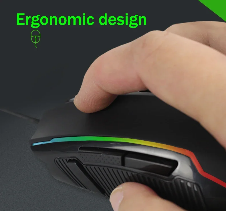 ماوس ألعاب سلكي Redragon M910 Ranger بإضاءة RGB، 8000 DPI، 9 أزرار قابلة للبرمجة - Thumbnail 6