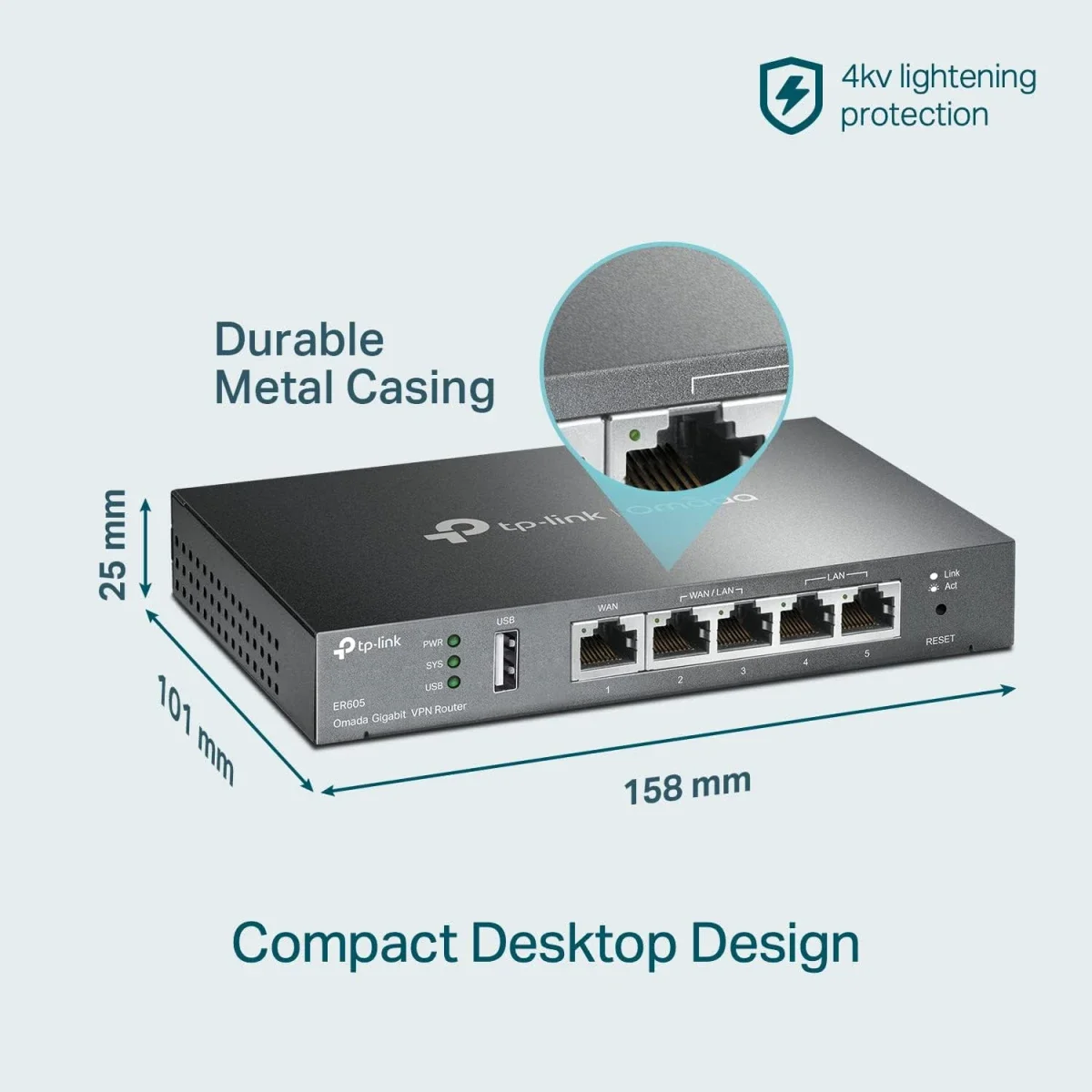 TP-LINK ER605 V2 Wired Gigabit VPN Router with 3 WAN Ports and USB WAN - Image 6