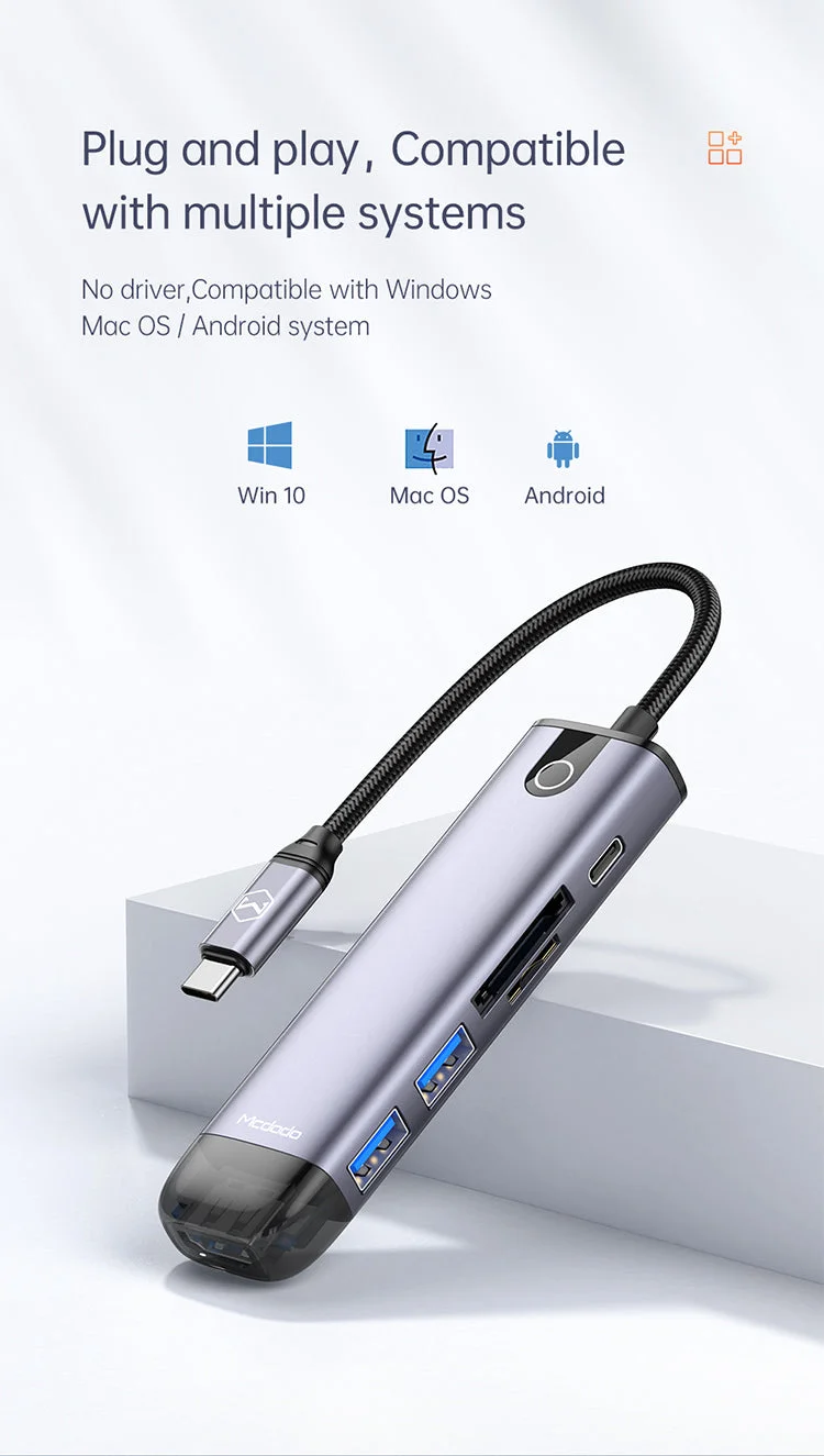 Mcdodo HU-7740 6-in-1 USB-C Hub with HDMI, VGA, 2x USB 3.0, PD 100W & SD/TF - Image 13