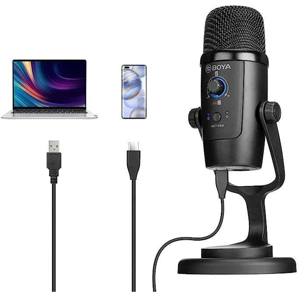 Boya BY-PM700 Multi-Pattern USB Microphone with 16-Bit/48kHz Audio - Black - Thumbnail 6