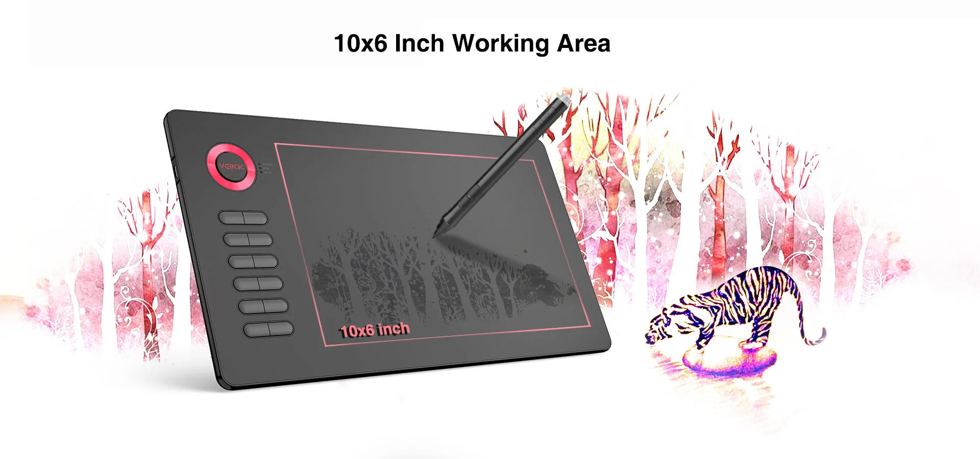 تابلت رسم VEIKK A15 Pro بمساحة 10 × 6 إنش وقلم بدون بطارية و12 زر اختصار - Image 13