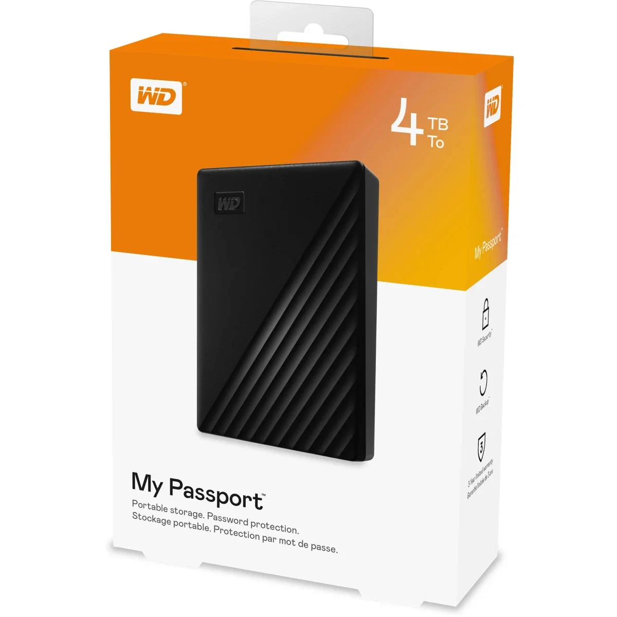 Western Digital My Passport 4TB Portable External Hard Drive with Backup Software and Password Protection