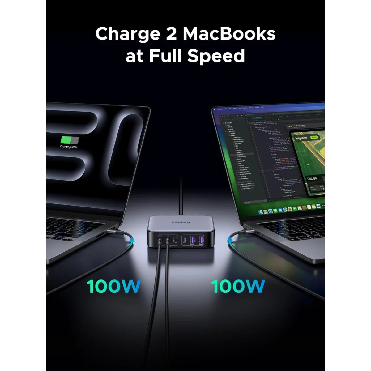 محطة شحن مكتبية Ugreen Nexode بقدرة 200 واط GaN و6 منافذ USB-C - رمادي - Thumbnail 5