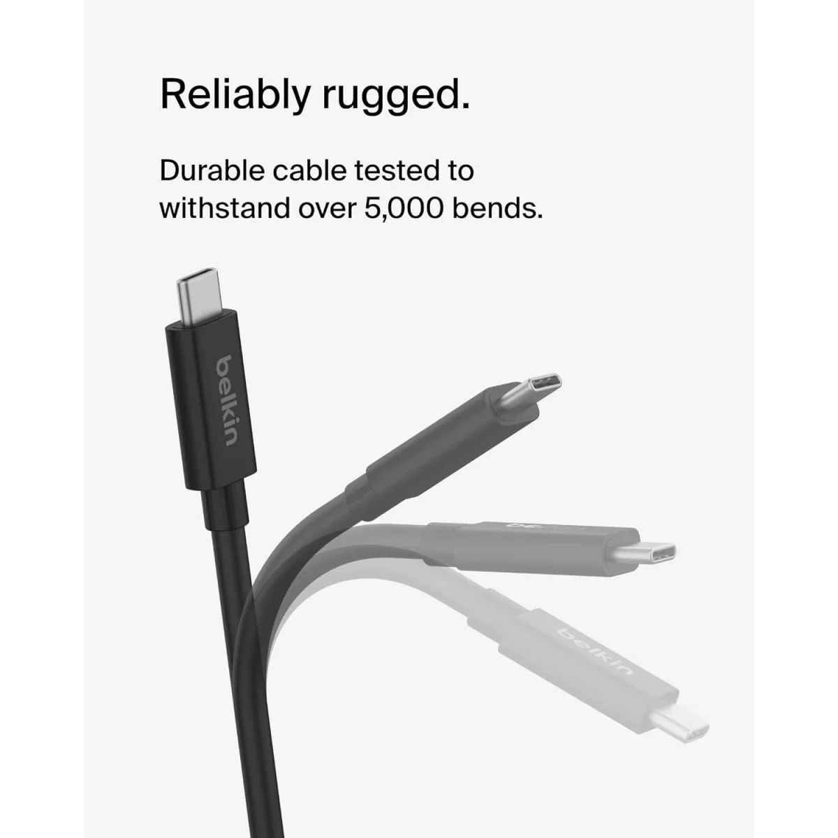 Belkin Connect USB4 USB-C to USB-C Cable 4ft/1.2M 240W 20Gbps Black - Image 6