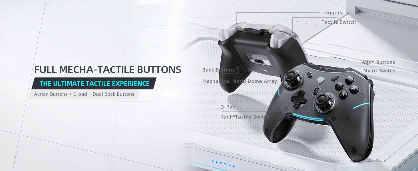 MACHENIKE G5 Pro Wireless Gaming Controller with Hall Effect Joysticks, RGB Lights - Black - Thumbnail 13