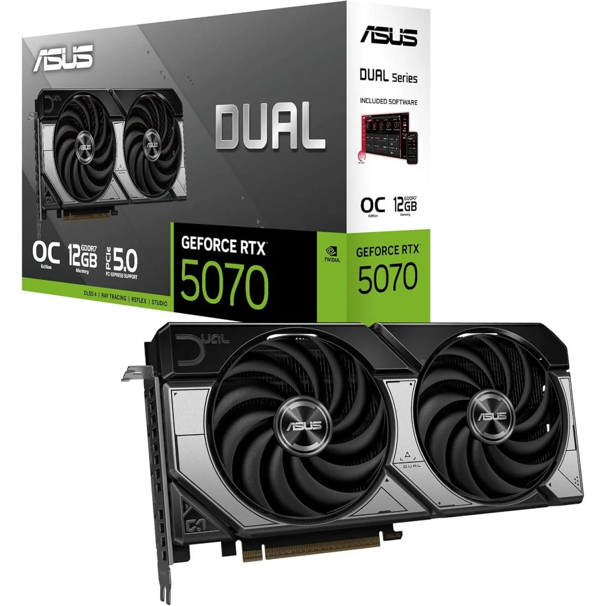 ASUS DUAL-RTX5070-O12G GeForce RTX 5070 OC Edition 12GB GDDR7 Graphics Card