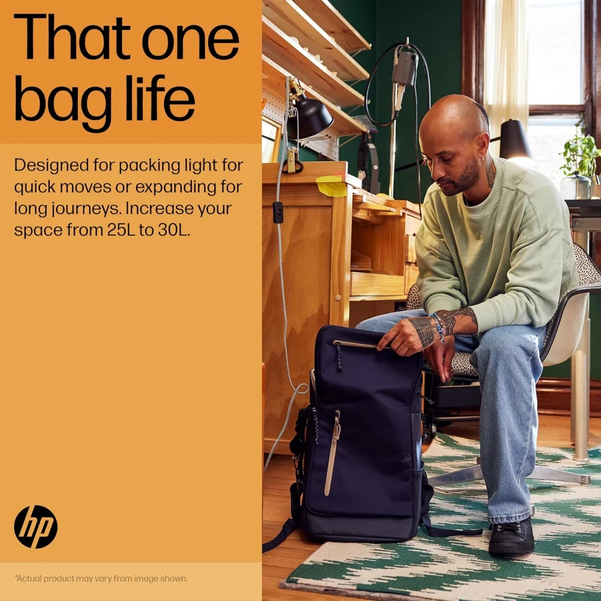HP Travel 25L Expandable 15.6-Inch Laptop Backpack, Iron Gray - Image 8