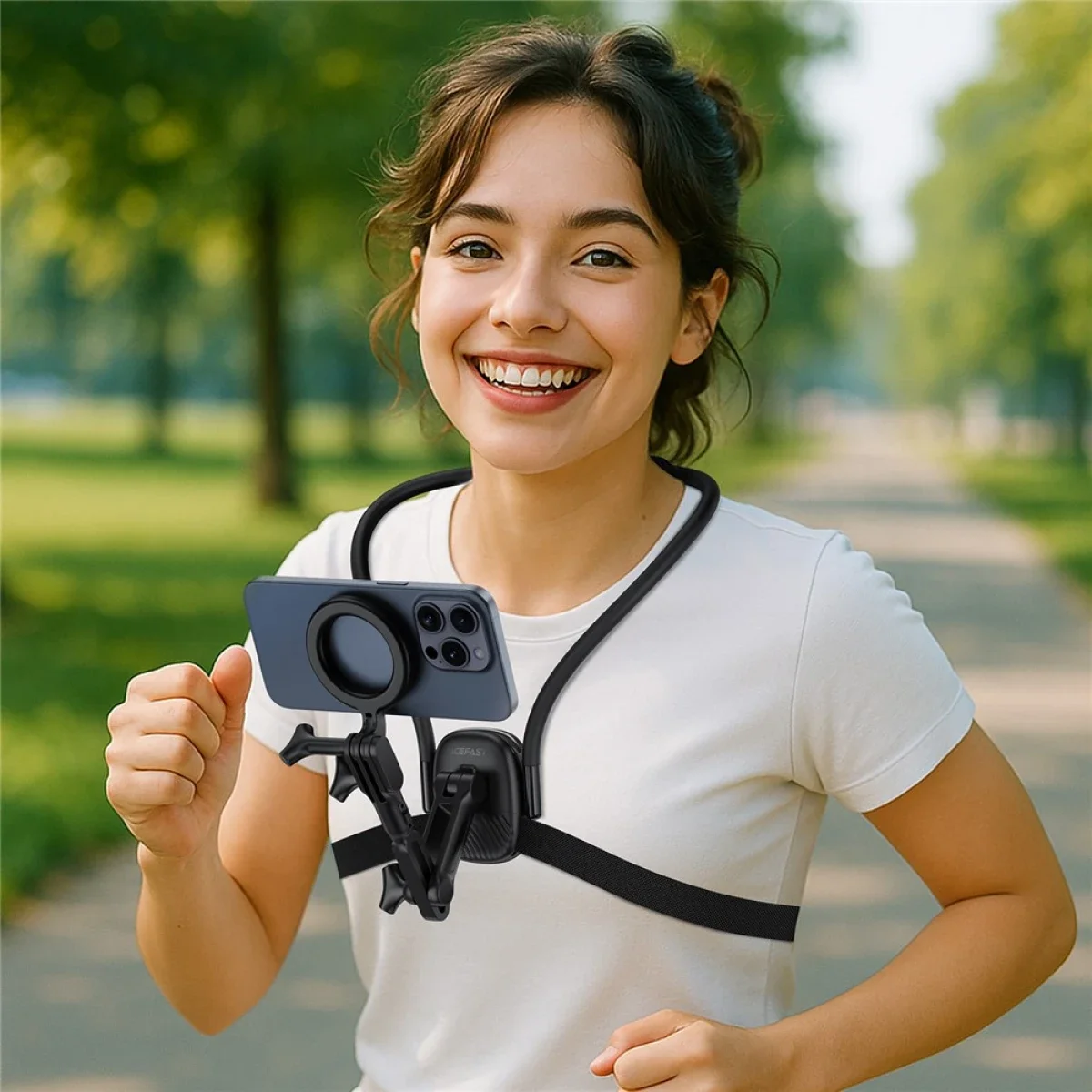 ACEFAST E32 Magnetic Neck Mount Phone Holder Adjustable Hands-Free Chest Stand - Black - Image 5