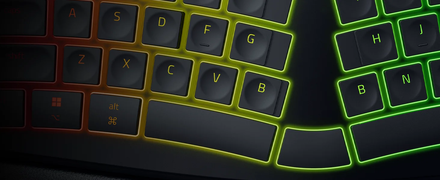 كيبورد Razer Pro Type Ergo لاسلكي مريح بتصميم منفصل وإضاءة RGB - أسود - Thumbnail 10
