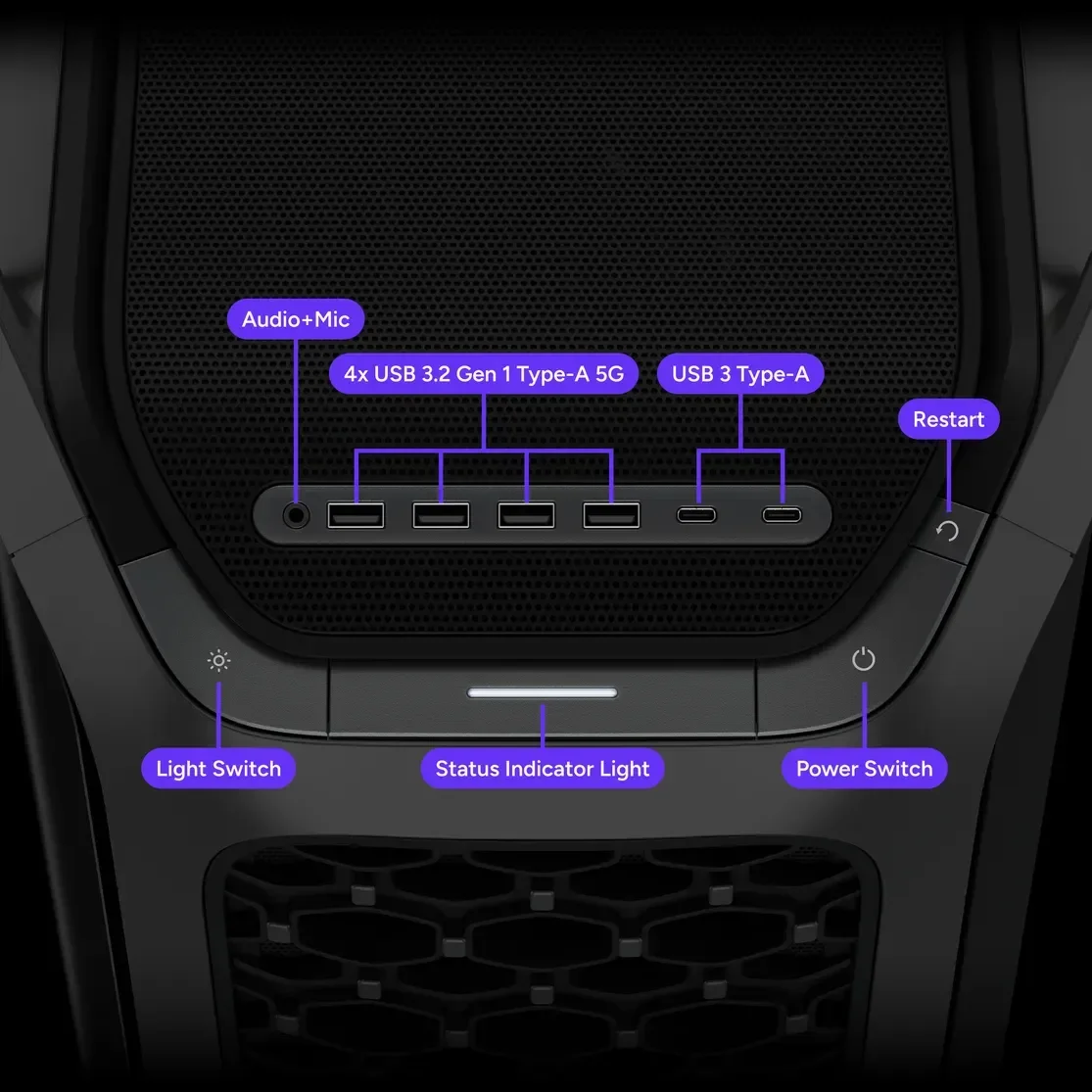 هيكل كمبيوتر Full Tower Cooler Master Cosmos Alpha مع FreeForm 2.0 ودعم كرت شاشة 400 مم وراديتر 420 مم وUSB-C بسرعة 20Gbps - Image 12