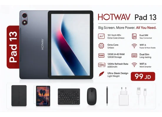 تابلت HOTWAV Pad 13 أندرويد 16 بشاشة HD 10.1 إنش 120Hz، رام 4GB + 8GB، 128GB، رمادي - Image 2