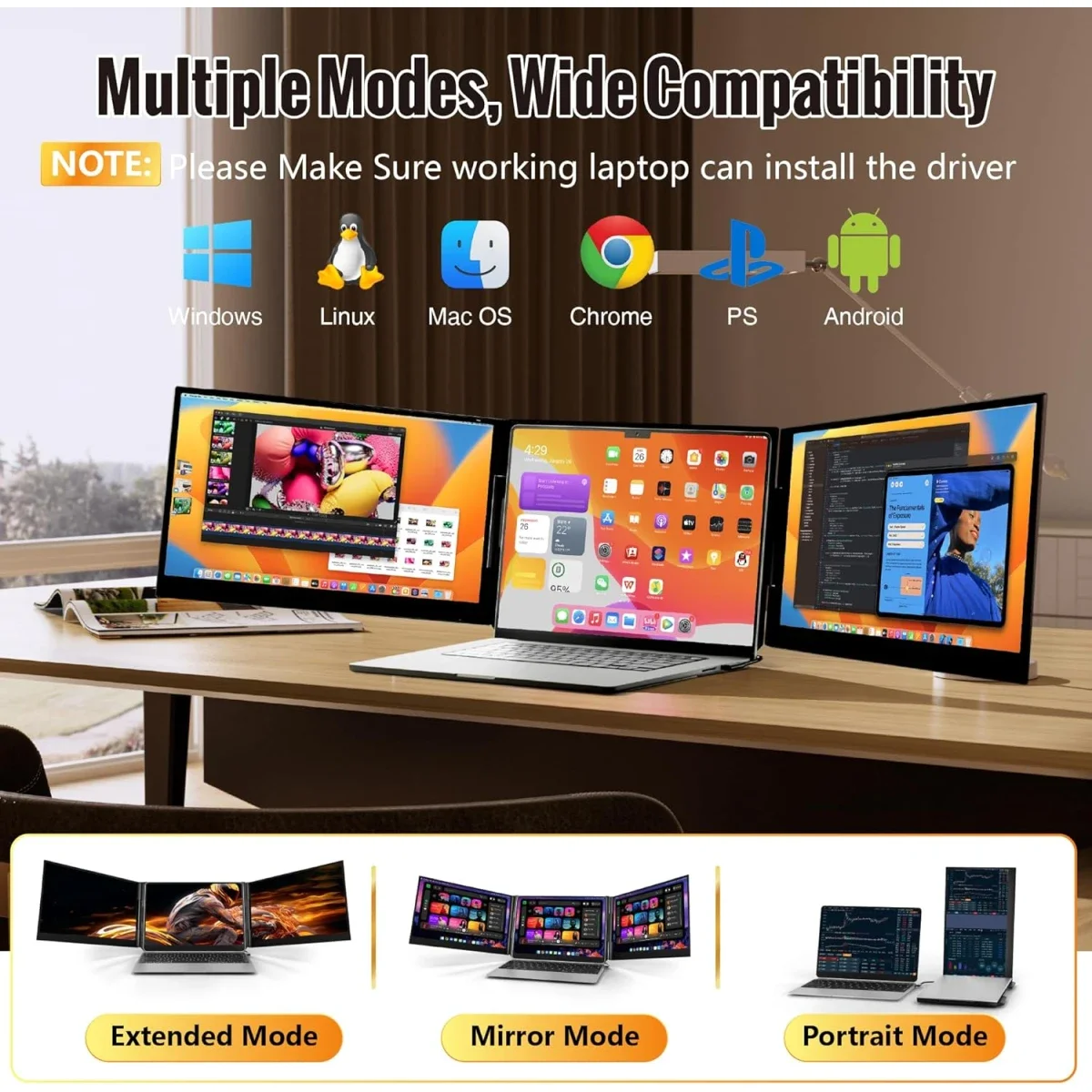 شاشة موسعة للابتوب V2COM P7 Pro ثلاثية IPS Full HD مقاس 15.6 إنش - Thumbnail 8
