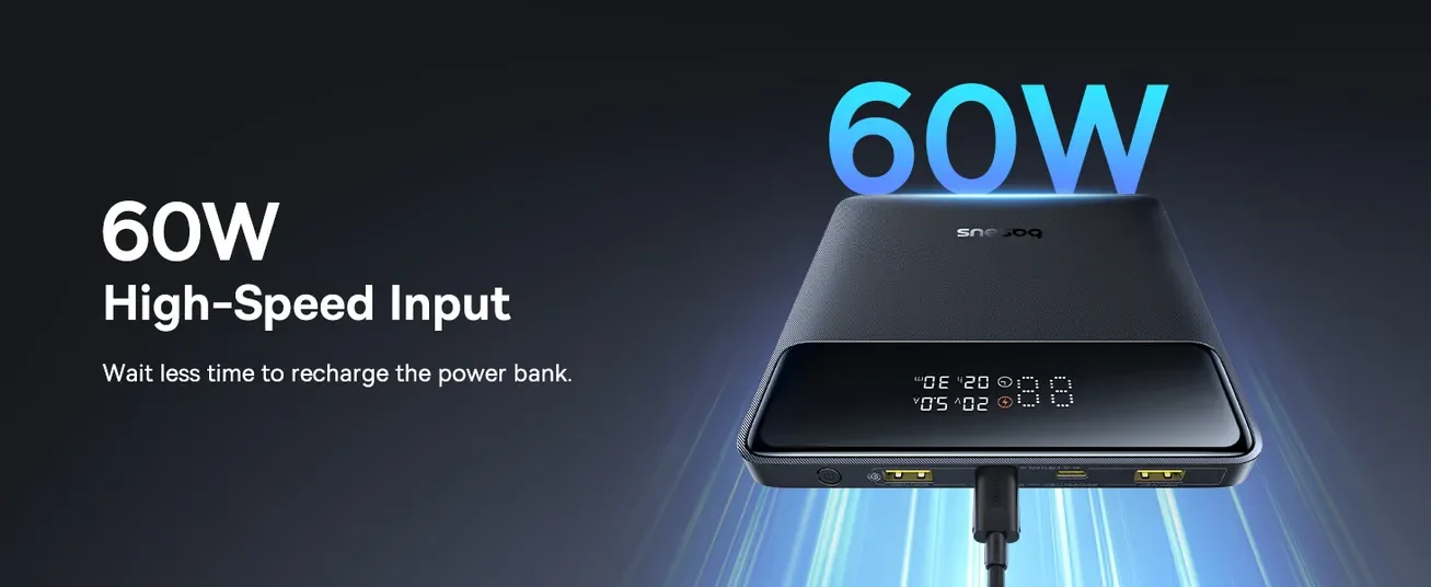 Baseus Blade H1 Lite 20000mAh 100W Fast Charging Power Bank with Type-C Cable, 4 Ports, Black - Thumbnail 16