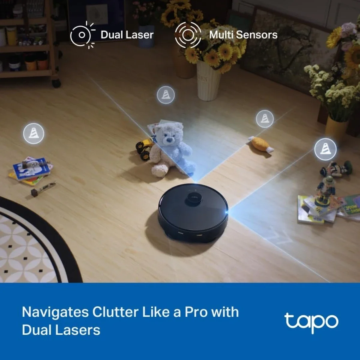 مكنسة روبوت TP-LINK Tapo RV50 Pro Omni مع ممسحة وقوة شفط 15000 باسكال - Image 9