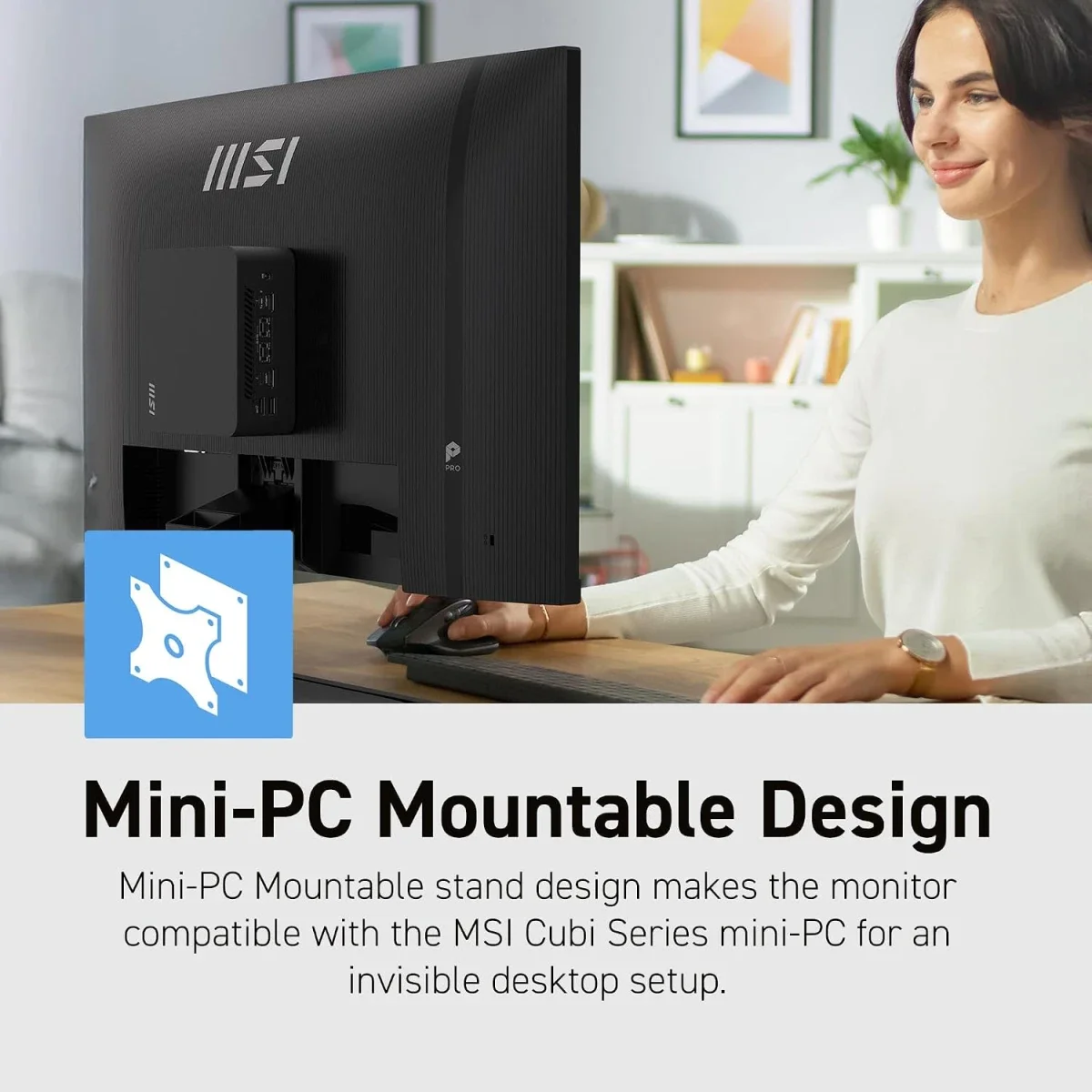 MSI 24-inch IPS Full HD Monitor, 144Hz, 1ms, FreeSync, HDMI, USB-C 15W PD, VESA, Tilt, Speakers, 4-Side Slim Bezel, Black – PRO MP242 E14C - Image 8