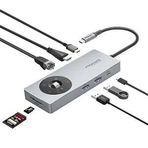 Promate ComandHub-Pro 14-in-1 USB-C Multiport Hub with 100W PD, 4K 60Hz HDMI & Gigabit Ethernet - Thumbnail 7