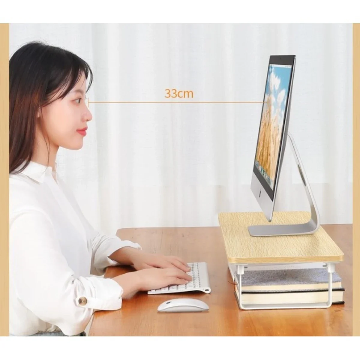 Ugreen LP224 Foldable Laptop Desk Bed Stand - Wood Grain - Image 5