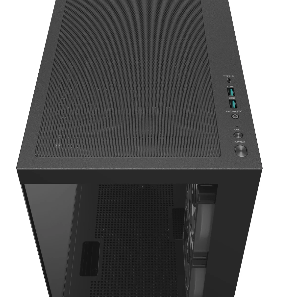 هيكل كمبيوتر DeepCool CG380 3F بانورامي ATX متوسط الحجم مع 3 مراوح ARGB مثبتة مسبقًا وUSB-C، أسود - Image 5