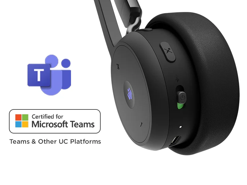 سماعة رأس Lenovo لاسلكية للمكالمات Teams، بلوتوث 5.3 ومستقبل USB-A - Thumbnail 11