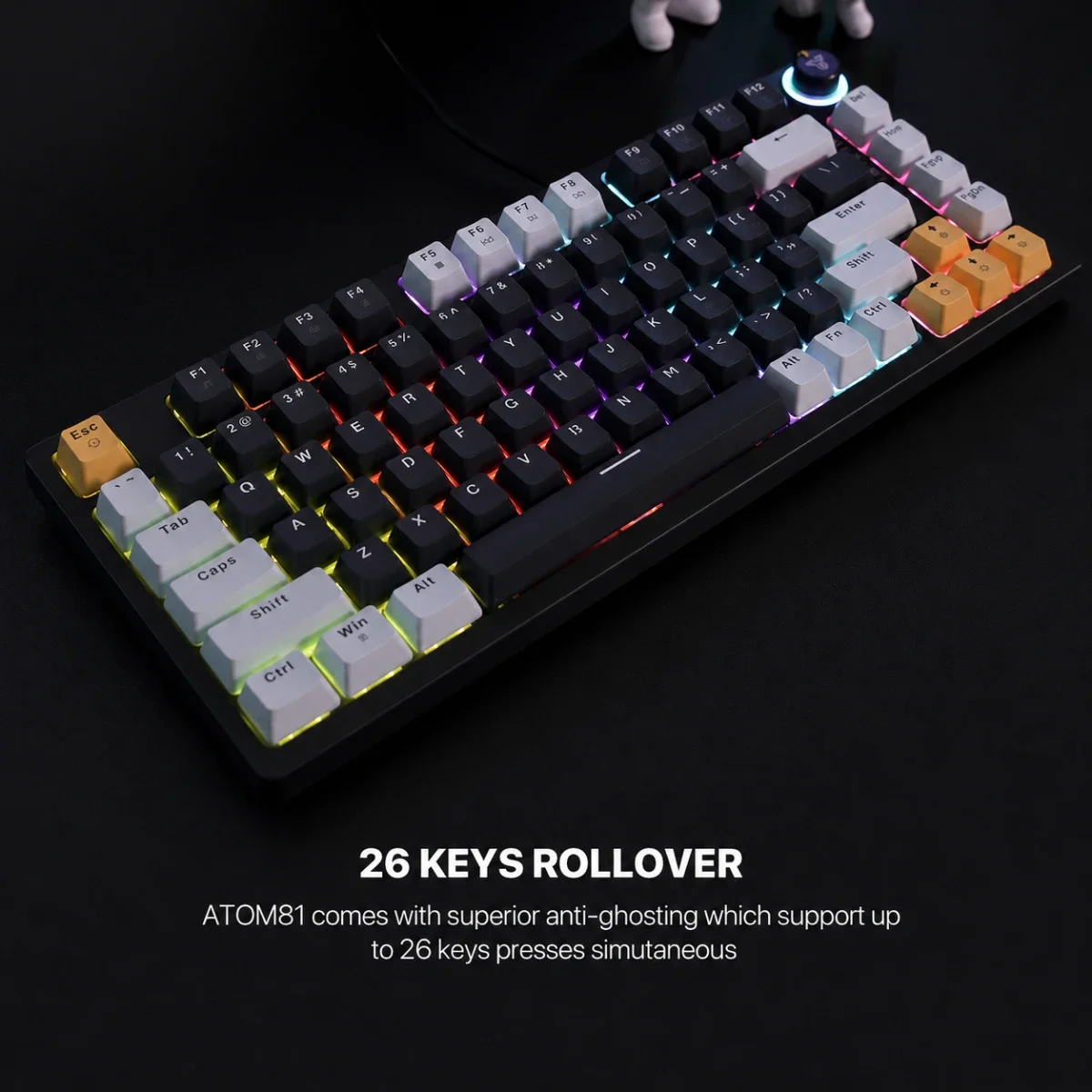 كيبورد ألعاب ميكانيكي سلكي Fantech بلون أزرق سماوي وكحلي مع سويتش Taro - ATOM81 MK875V2 MIZU - Image 5