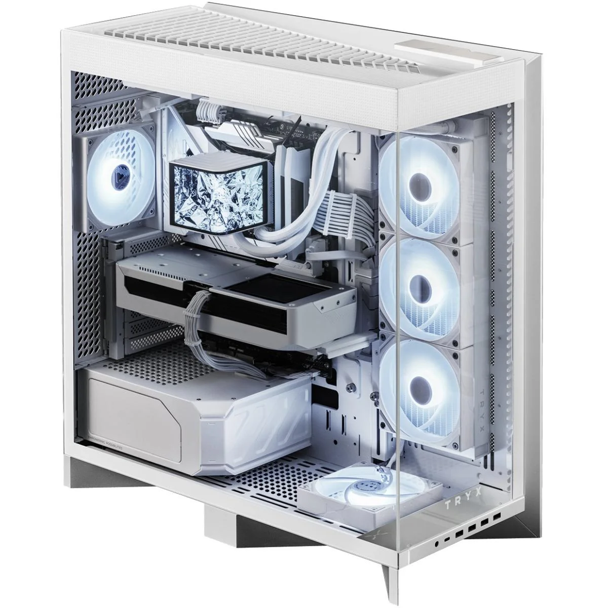 TRYX LUCA L70 White E-ATX Mid-Tower Panoramic Tempered Glass Gaming Case - Thumbnail 4