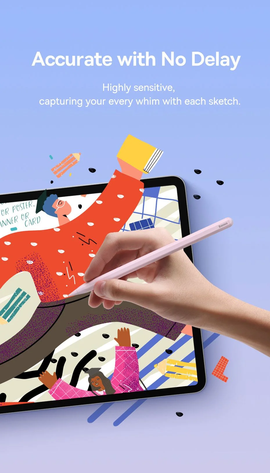 قلم لمس نشط Baseus Smooth Writing 2 Series Stylus Lite بمؤشرات LED، أبيض - Thumbnail 20