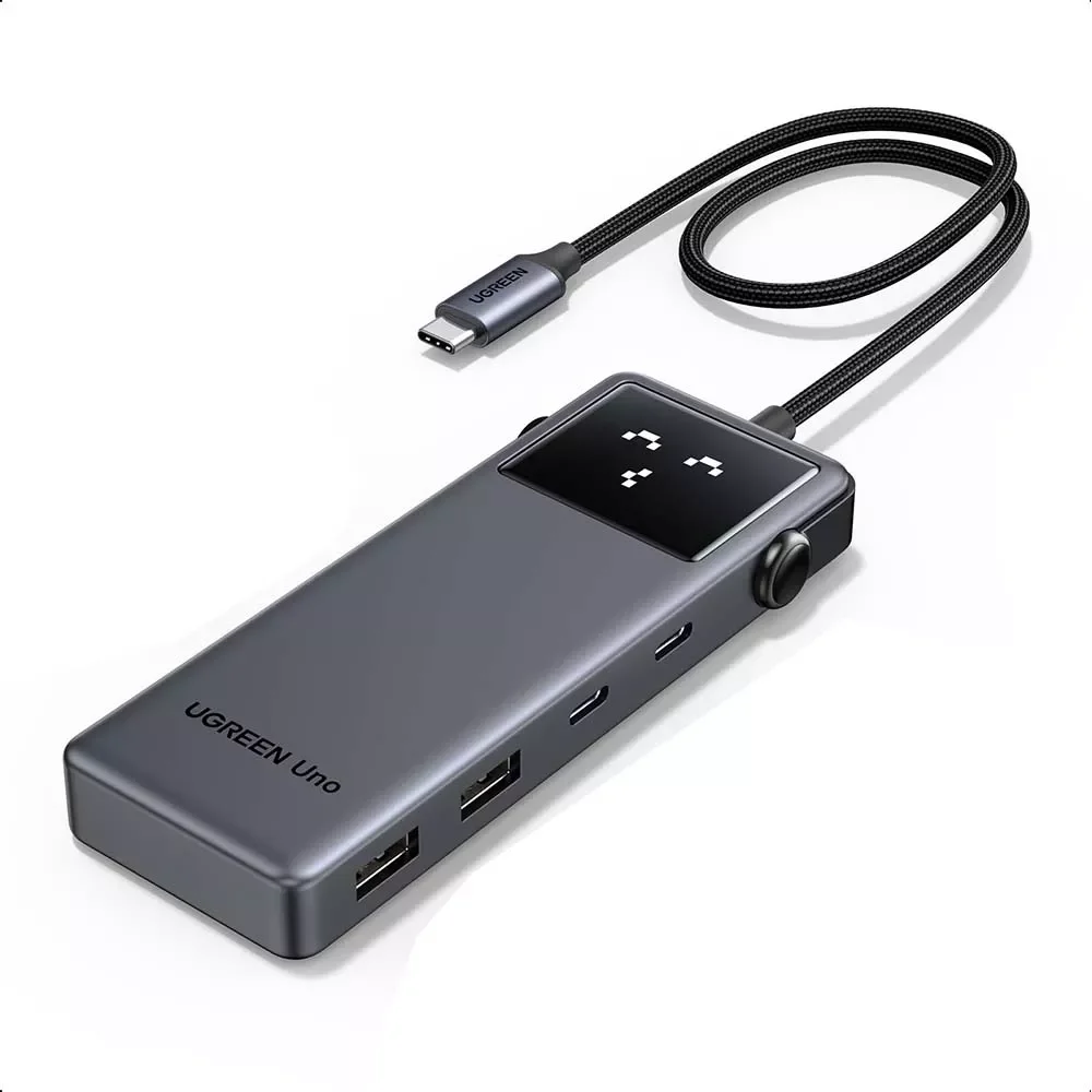 Ugreen UNO 35998 6-in-1 USB-C Hub, 4K@60Hz HDMI, 100W USB-C PD, 2x 10Gbps USB-C & 2x 10Gbps USB-A, LED Display