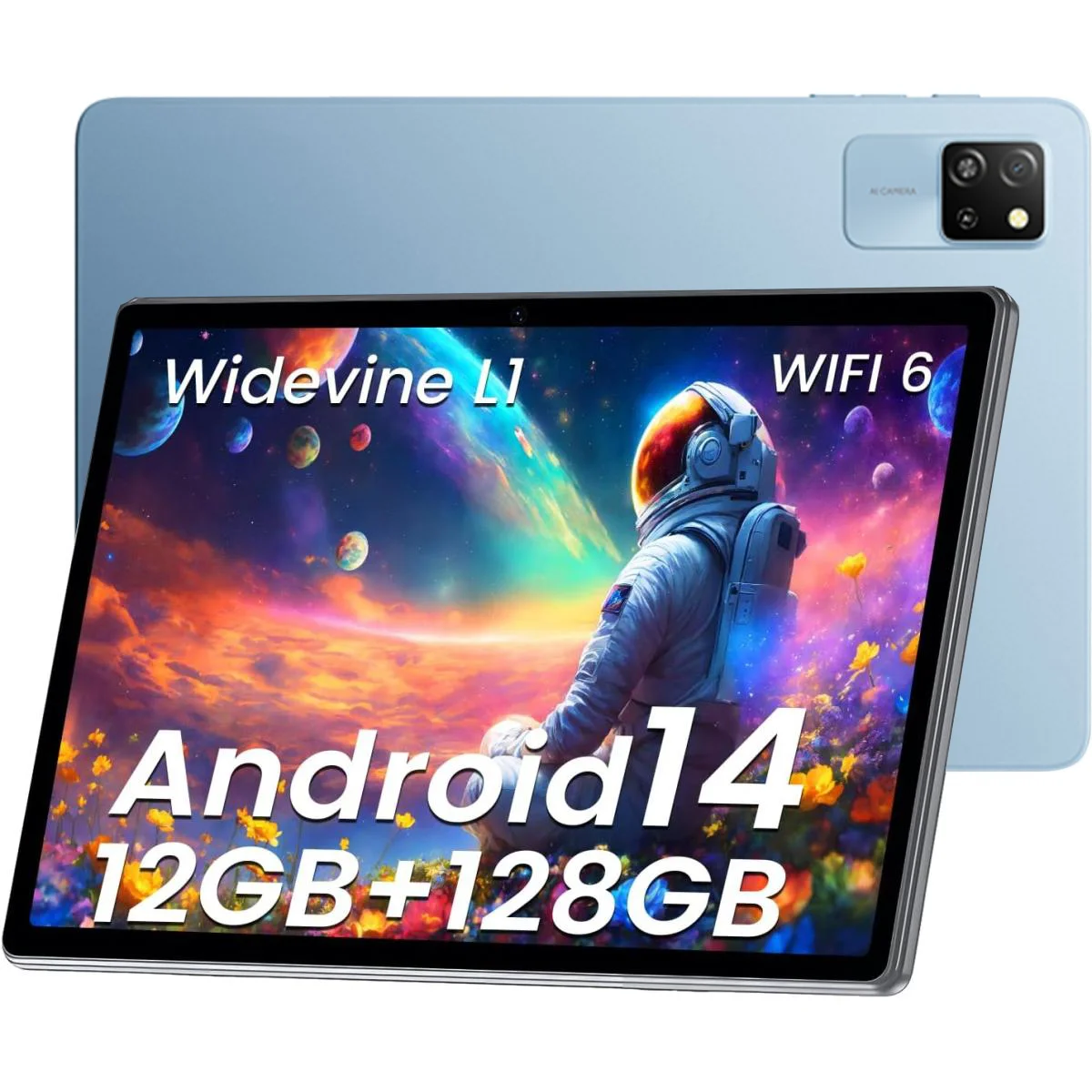 تابلت BlackView Tab 60 WiFi بشاشة 10.1 إنش، Android 14، رام 12GB، سعة 128GB، HD Plus، أزرق مع كيبورد Bluetooth
