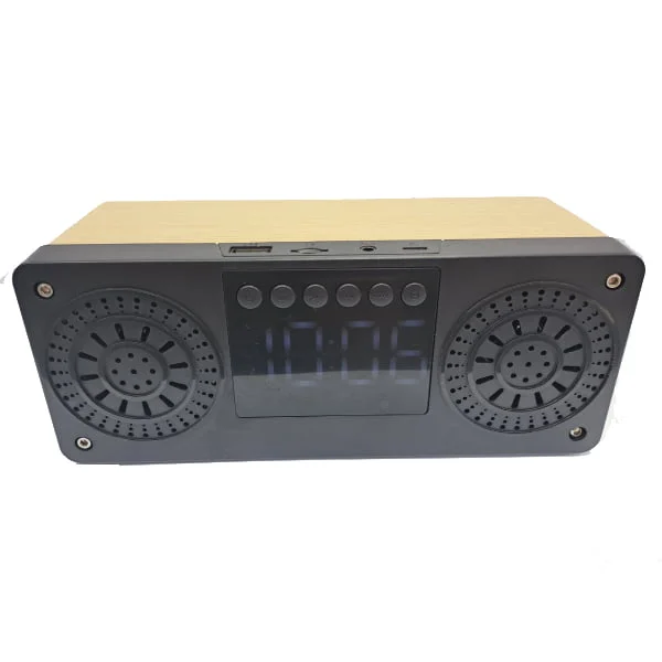 V-C217 Portable Speaker Alarm Clock – Wooden Color, TF/USB/FM Radio - Thumbnail 5