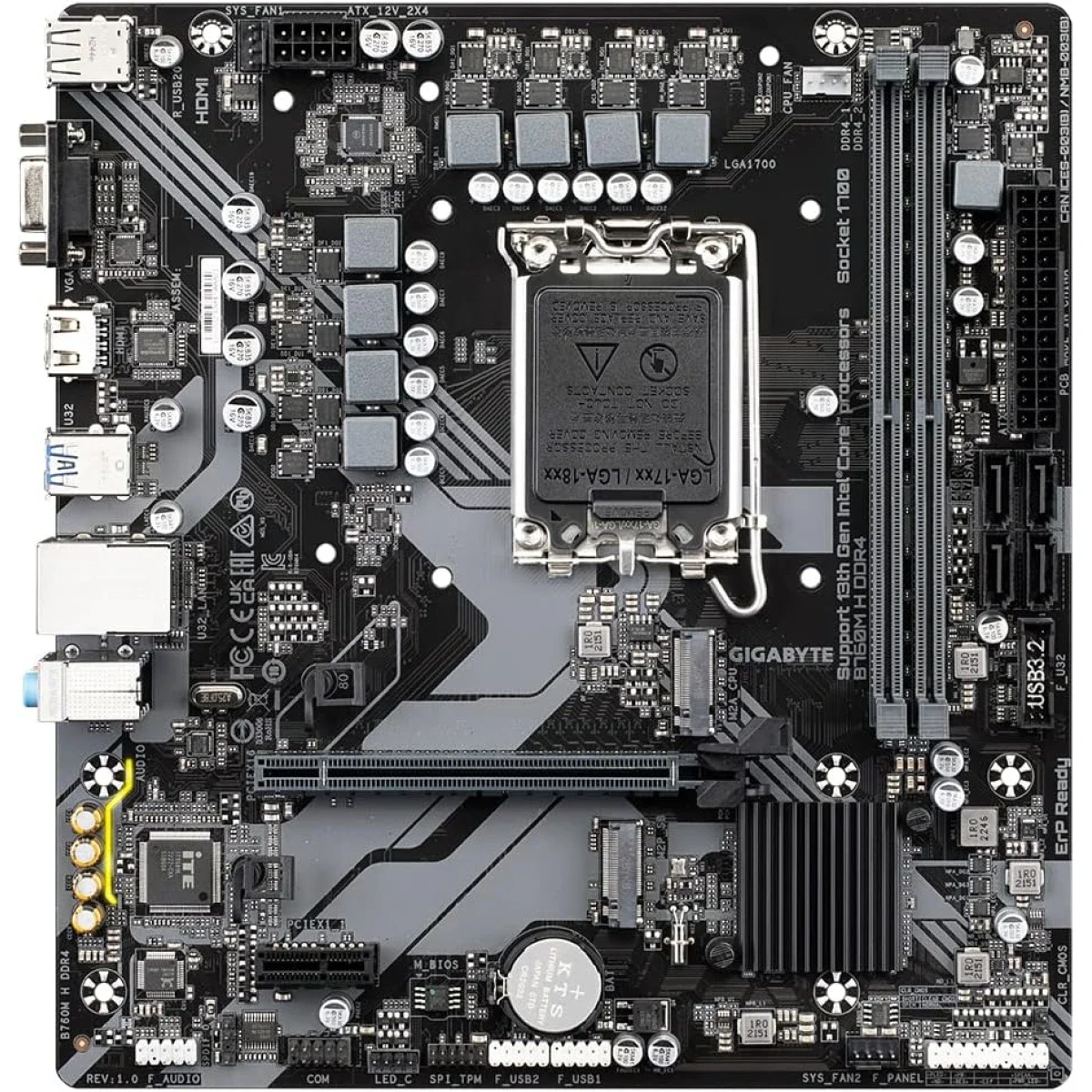 GIGABYTE B760 Micro-ATX DDR4 LGA 1700 Motherboard B760M H DDR4 - Thumbnail 2