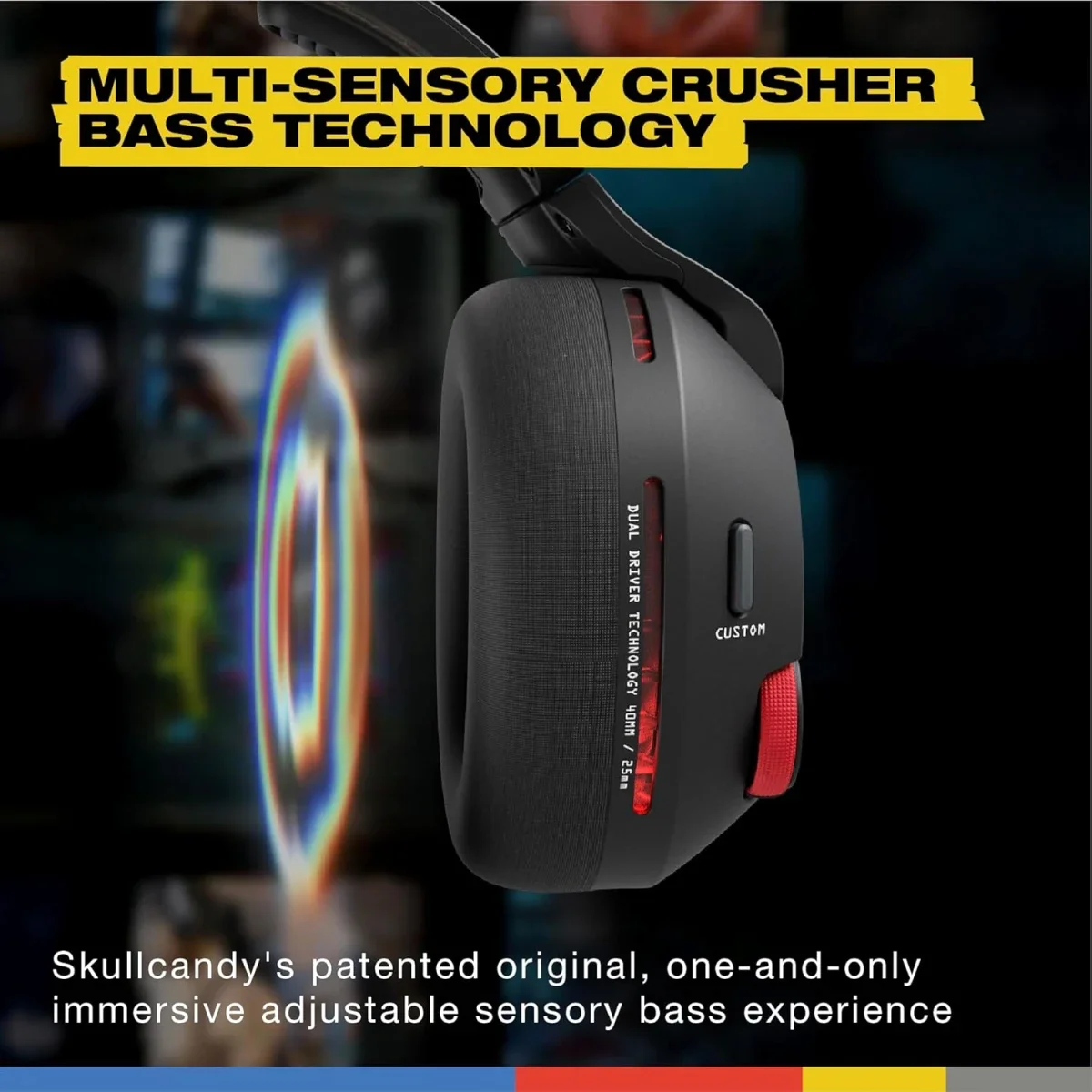 سماعة ألعاب Skullcandy Crusher PLYR 720 لاسلكية مع صوت THX المكاني - Digi-Black - Thumbnail 2
