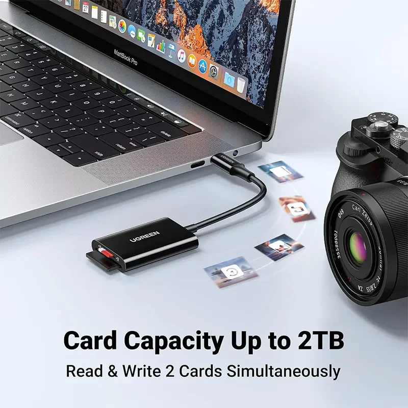 قارئ بطاقات Ugreen 35622 USB-C إلى SD وmicroSD بسرعة 170MB/s – أسود - Image 4