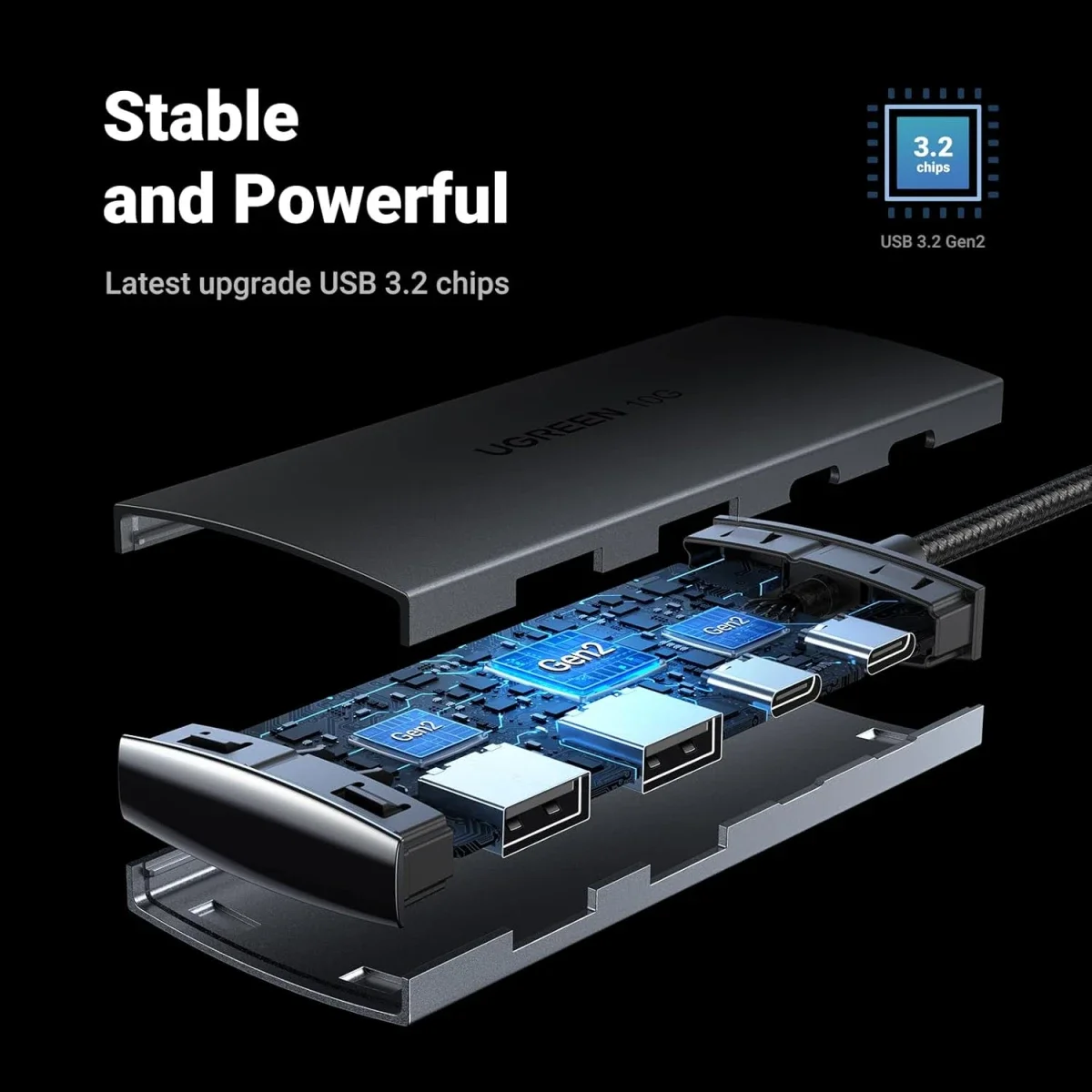 موزع USB-C Ugreen CM480 بسرعة 10Gbps و4 منافذ USB 3.2 مع 2 USB-C و2 USB-A - Image 7