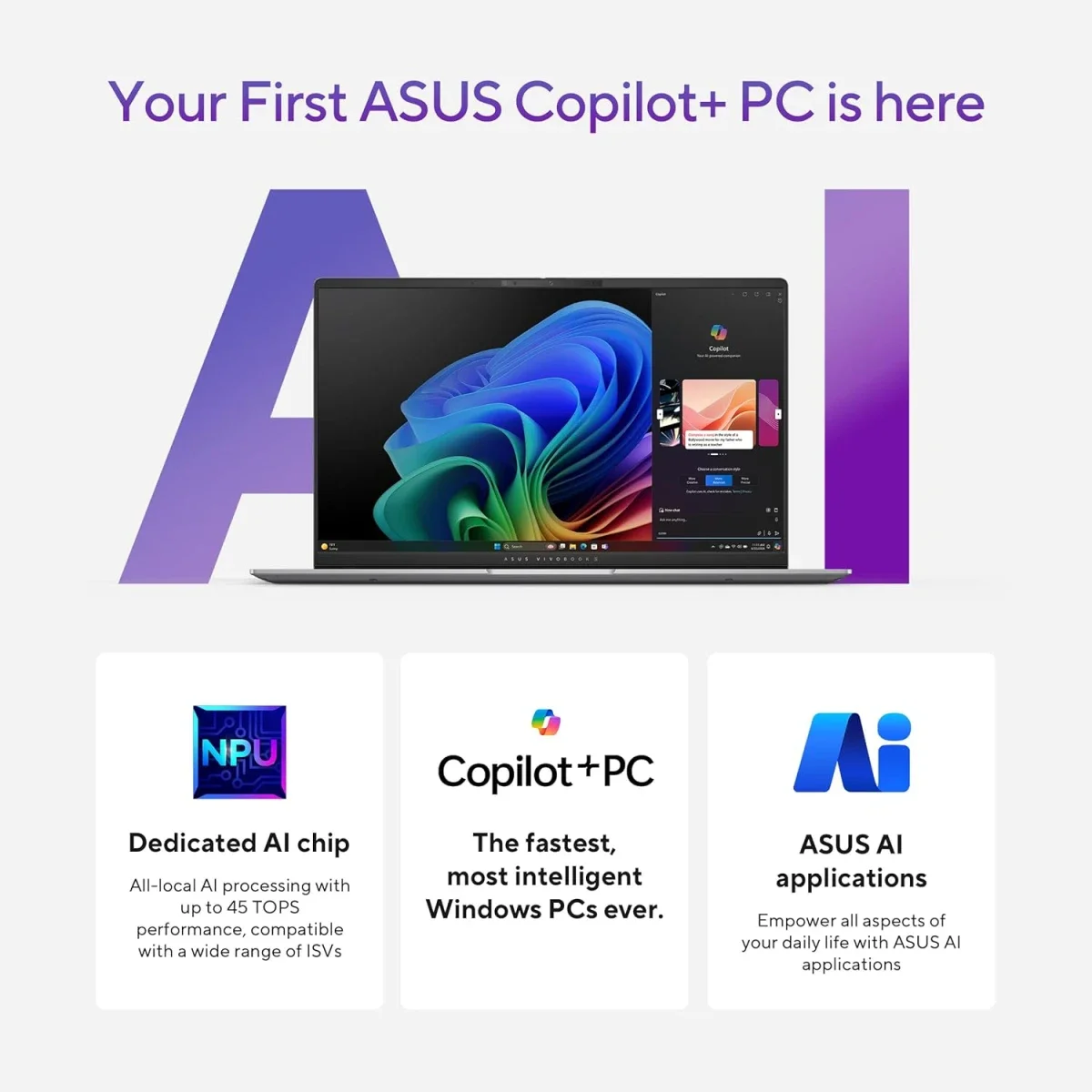 Asus Vivobook S 15 (2024) S5507QA Snapdragon X Elite X1E-78-100 32GB RAM 1TB SSD 15.6-Inch 3K OLED 120Hz Laptop - Cool Silver - Image 2