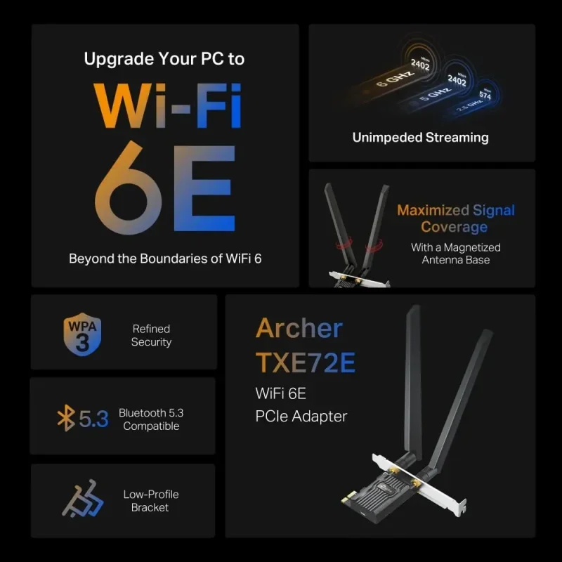 TP-LINK AXE5400 Wi-Fi 6E PCIe Adapter with Bluetooth 5.3 – Archer TXE72E V2 - Image 5
