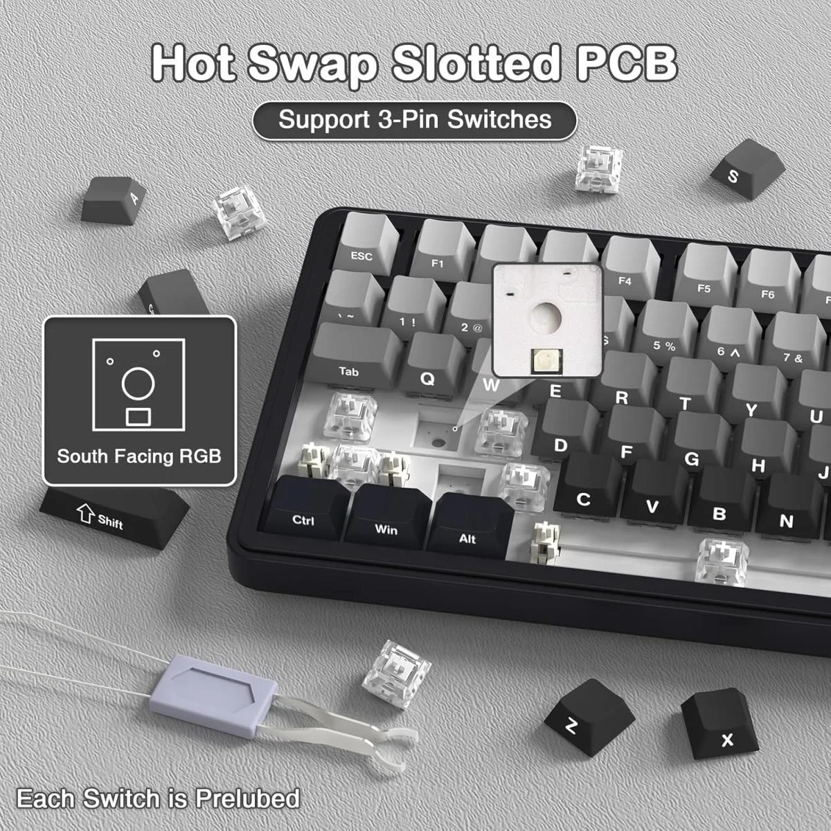 ATTACK SHARK X85 Wireless 75% Mechanical Gaming Keyboard, Gradient Black - Image 2