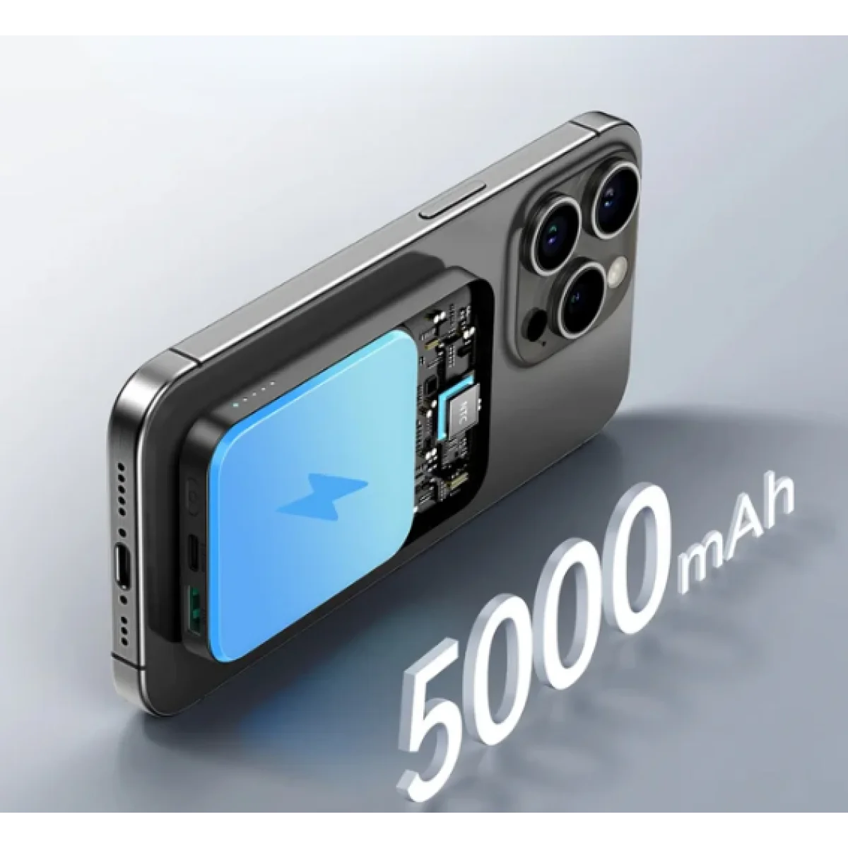 JOYROOM JR-W020 20W Mini Magnetic Wireless Power Bank 5000mAh Black - Image 3