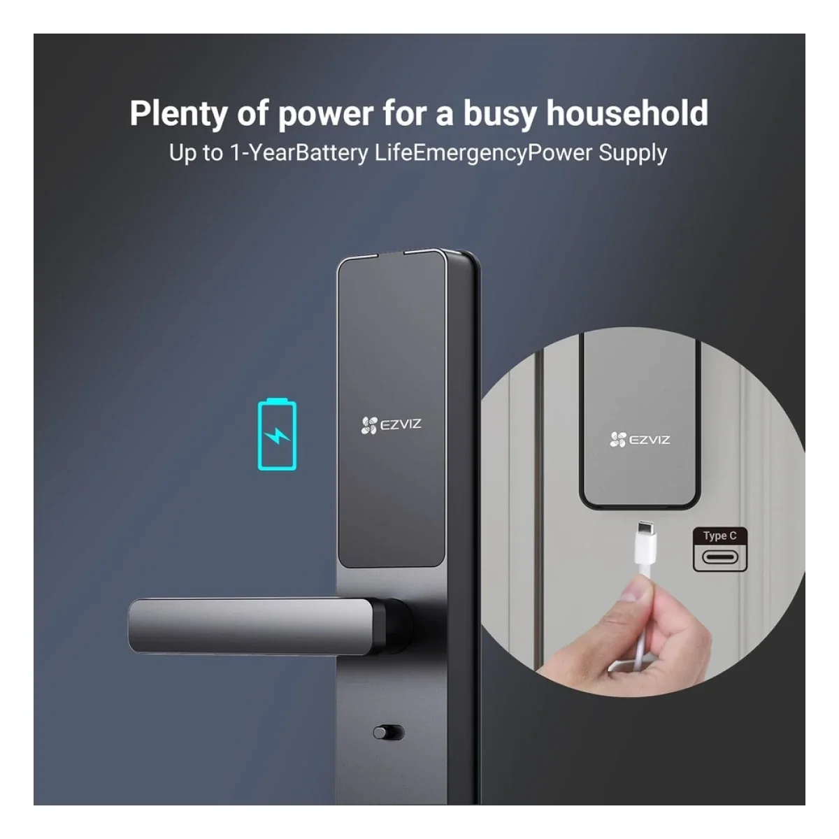 Ezviz DL05 Smart Fingerprint Door Lock with Wi-Fi, Bluetooth & IP65 Front Panel - Metallic Grey - Image 8