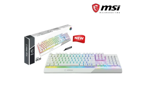 كيبورد ألعاب MSI Vigor GK30 RGB بإضاءة RGB 6 مناطق أبيض - Thumbnail 7