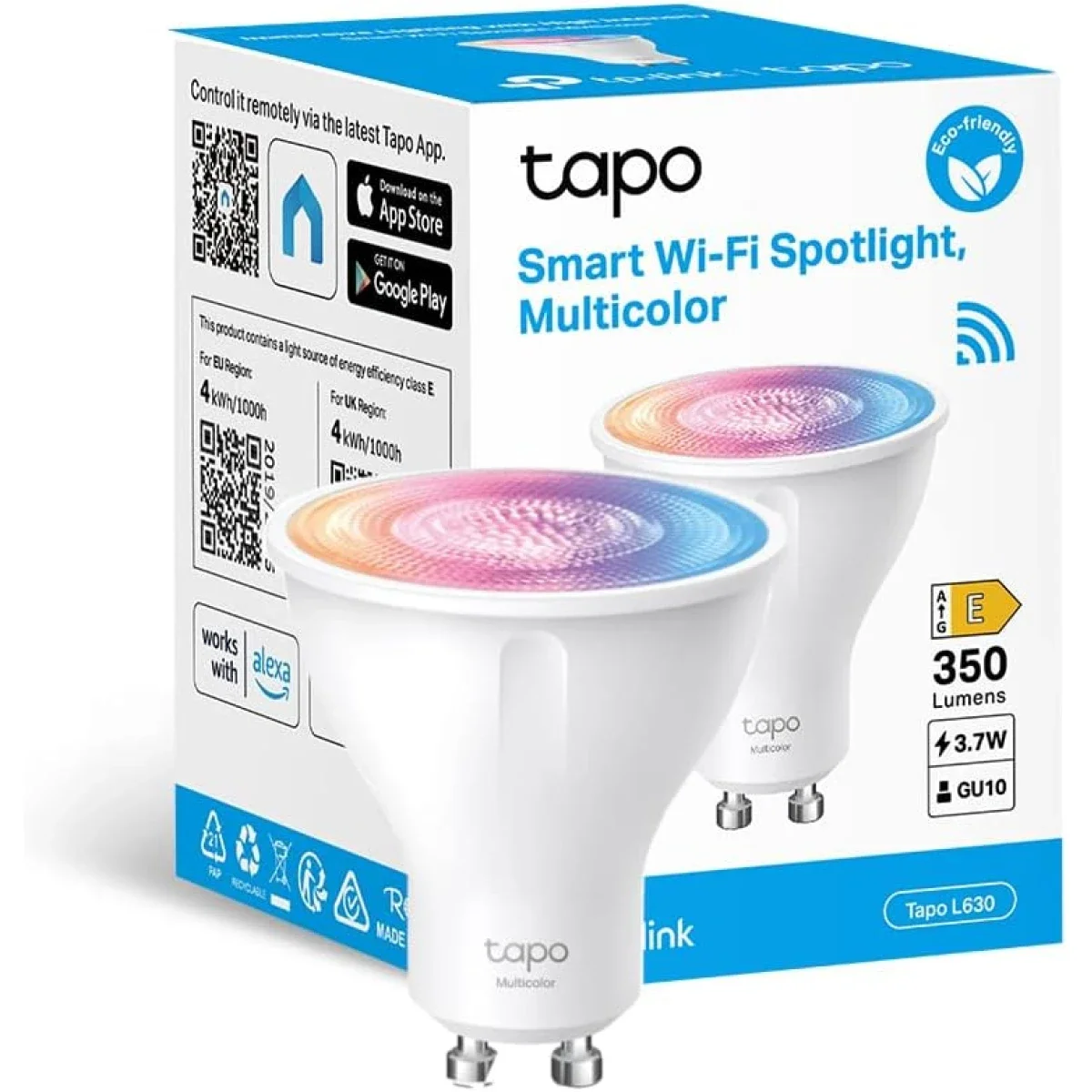 لمبه سبوت LED ذكيه GU10 من TP-LINK Tapo L630 متعدده الوان مع Wi‑Fi