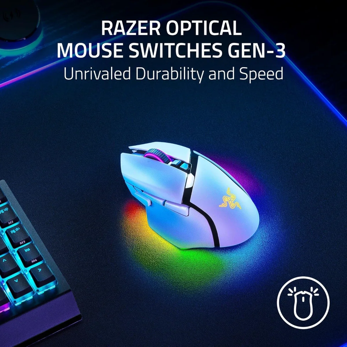 ماوس ألعاب Razer Basilisk V3 Pro 35K لاسلكي أبيض بدقة 35000 DPI - Thumbnail 6