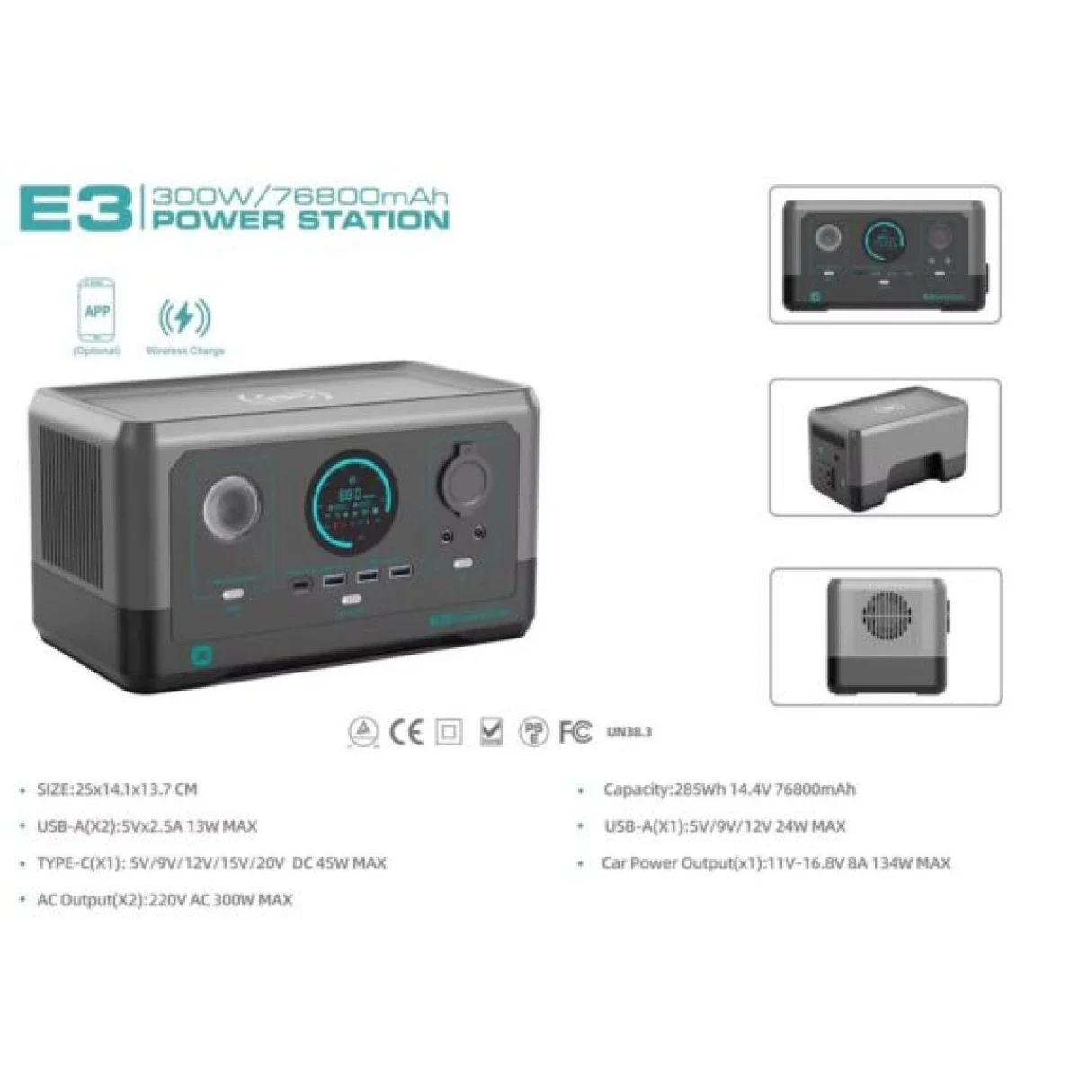 محطة طاقة محمولة Toby's TBS-77A E3 بسعة 300Wh وقدرة 150W و77000mAh - Thumbnail 4