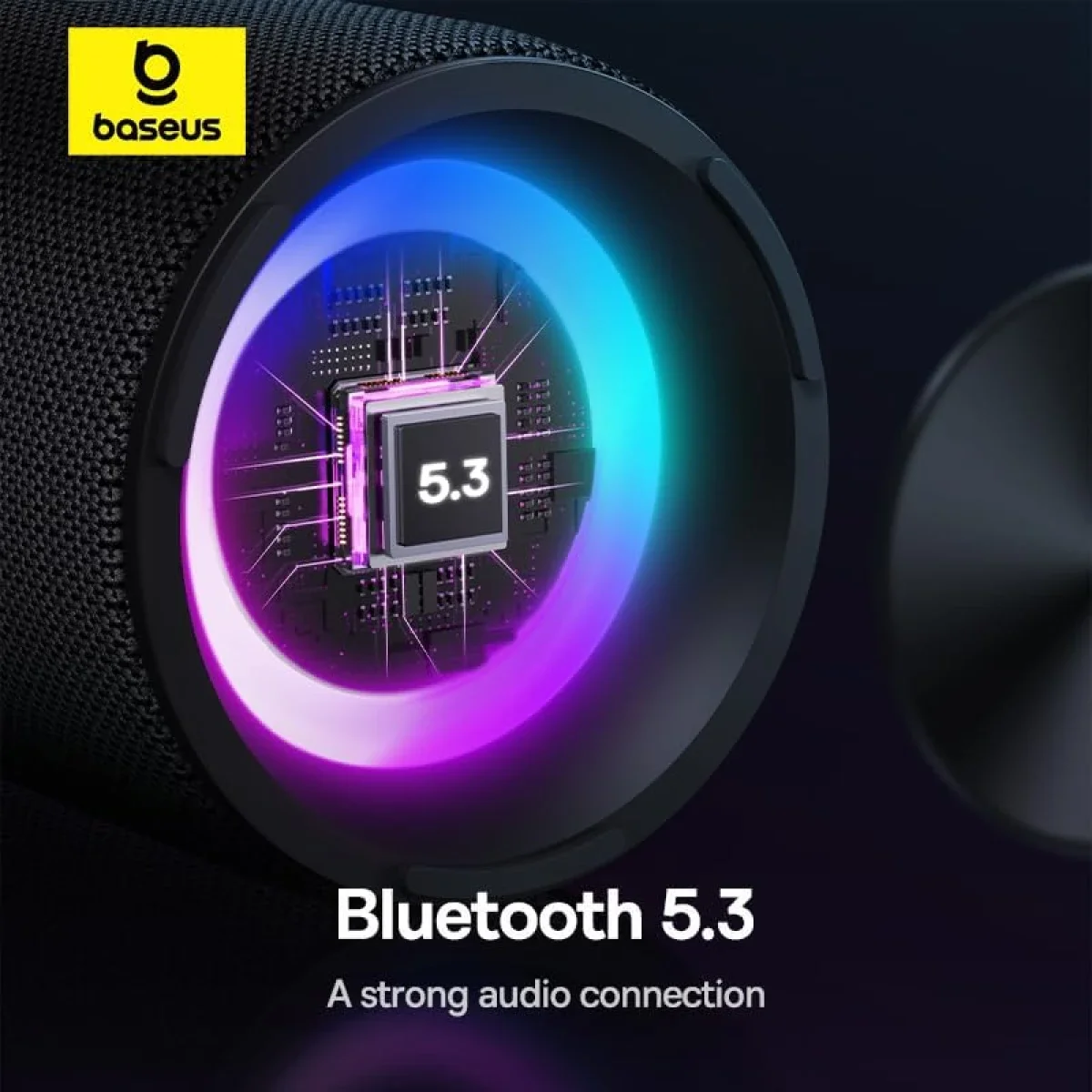 مكبر صوت Baseus AeQur Series VO20 بلوتوث مع إضاءة RGB، 15 واط، تشغيل حتى 15 ساعة - أسود - Image 3
