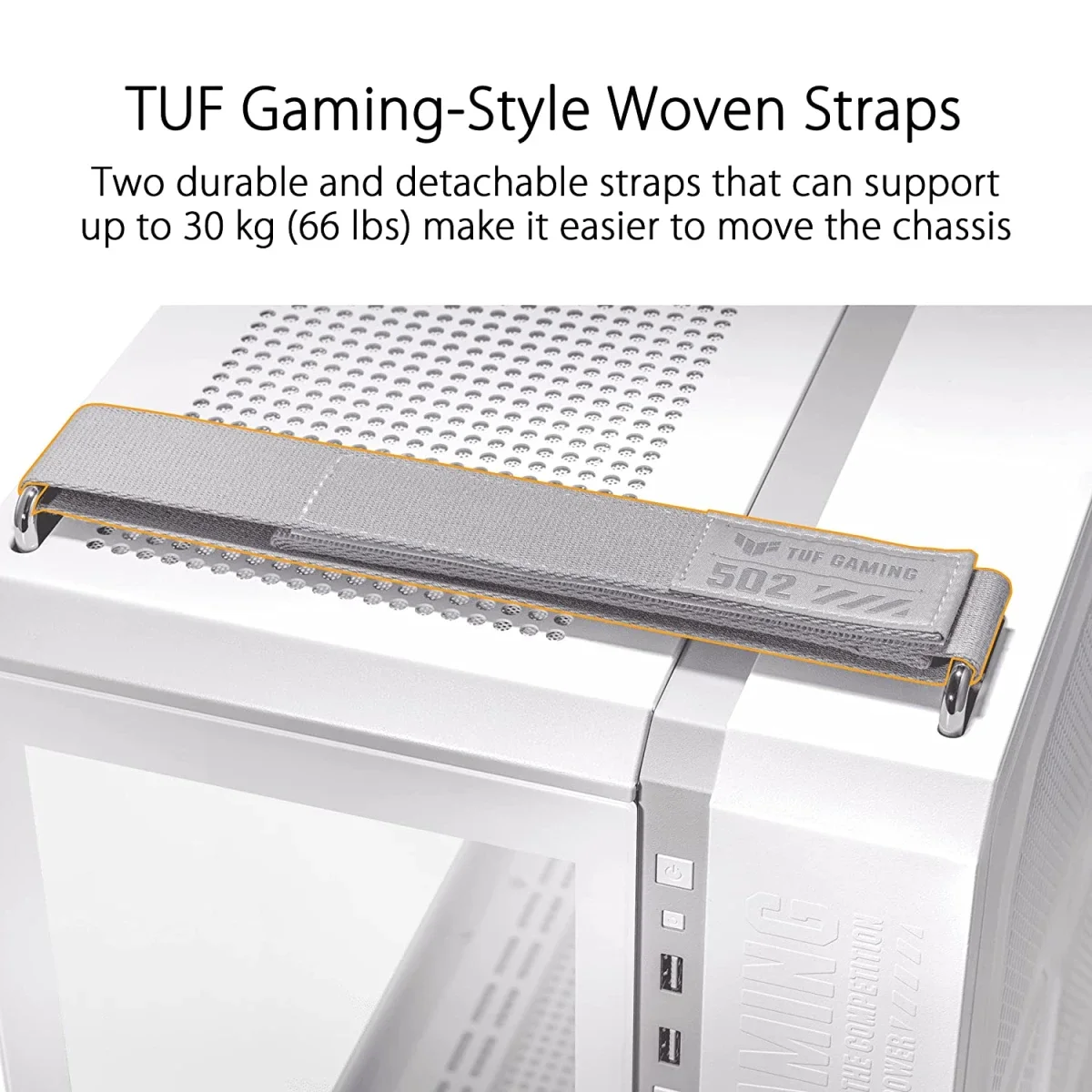 هيكل كمبيوتر Asus TUF Gaming GT502 Mid-Tower ATX ثنائي الحجرة باللون الأبيض - Image 5