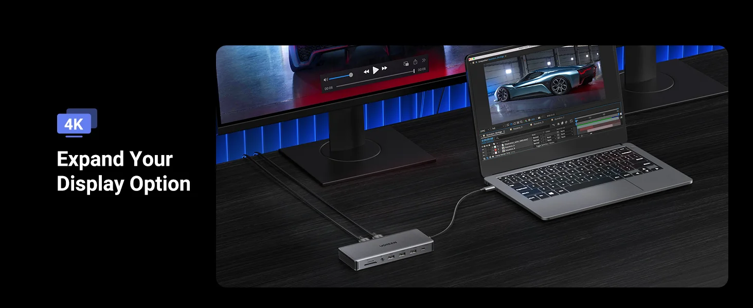 محطة إرساء لابتوب Ugreen USB-C 13 في 1 مع عرض ثلاثي 4K - Image 14