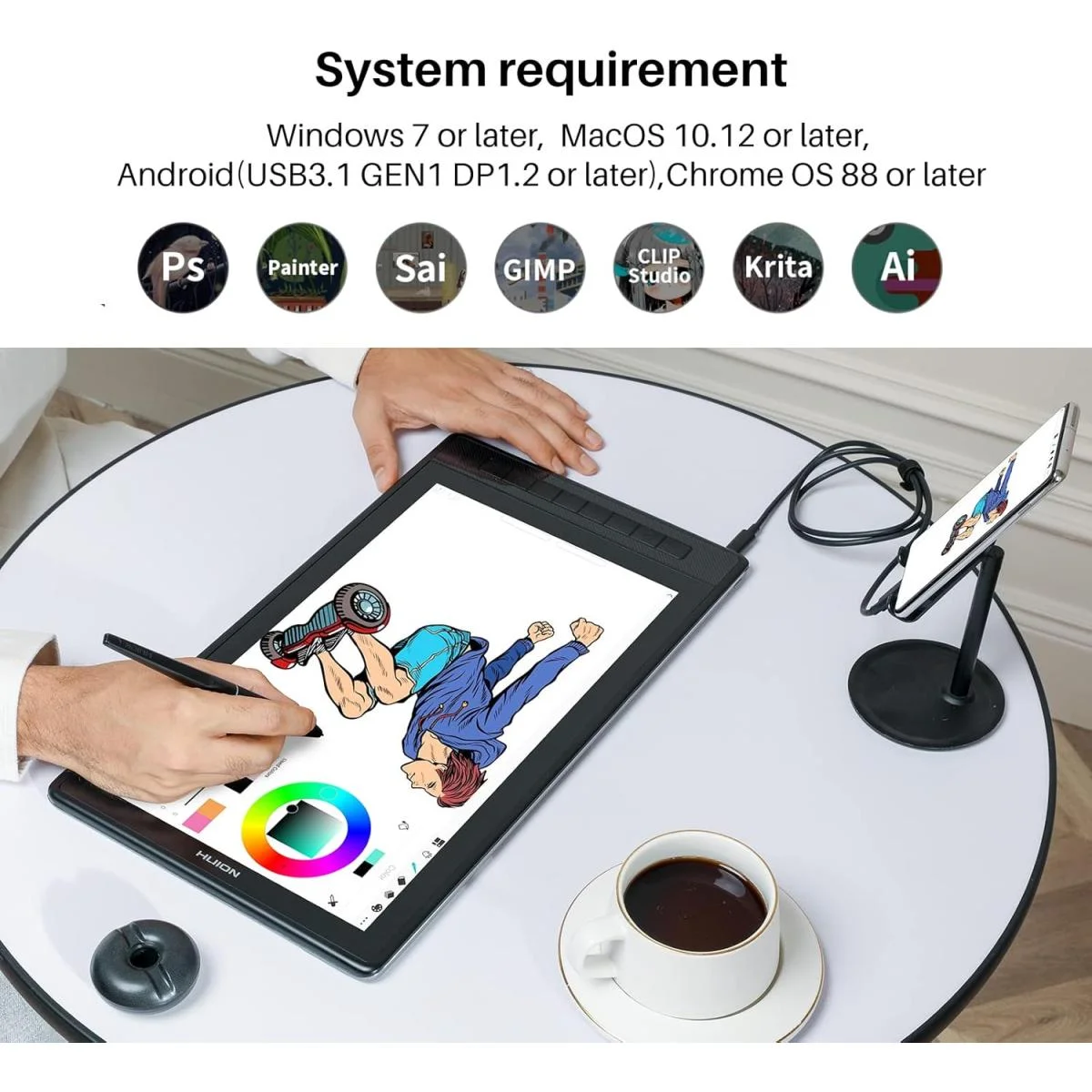شاشة رسم Huion Kamvas Pro 13 (2.5K) بدقة QHD+ مقاس 13.3 إنش بتقنية QLED وتصفيح كامل - Thumbnail 2
