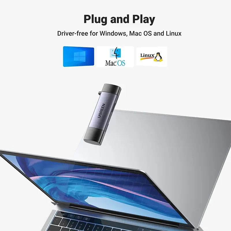 قارئ بطاقات Ugreen 50706 بمنافذ USB-C وUSB 3.0 لبطاقات SD وMicroSD - Image 5