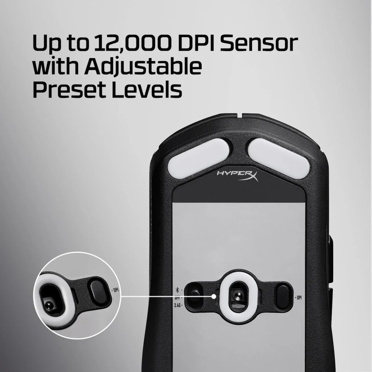 ماوس ألعاب HyperX Pulsefire Fuse لاسلكي وبلوتوث، 75 جم، حتى 850 ساعة، 12000 DPI، أسود - Thumbnail 4