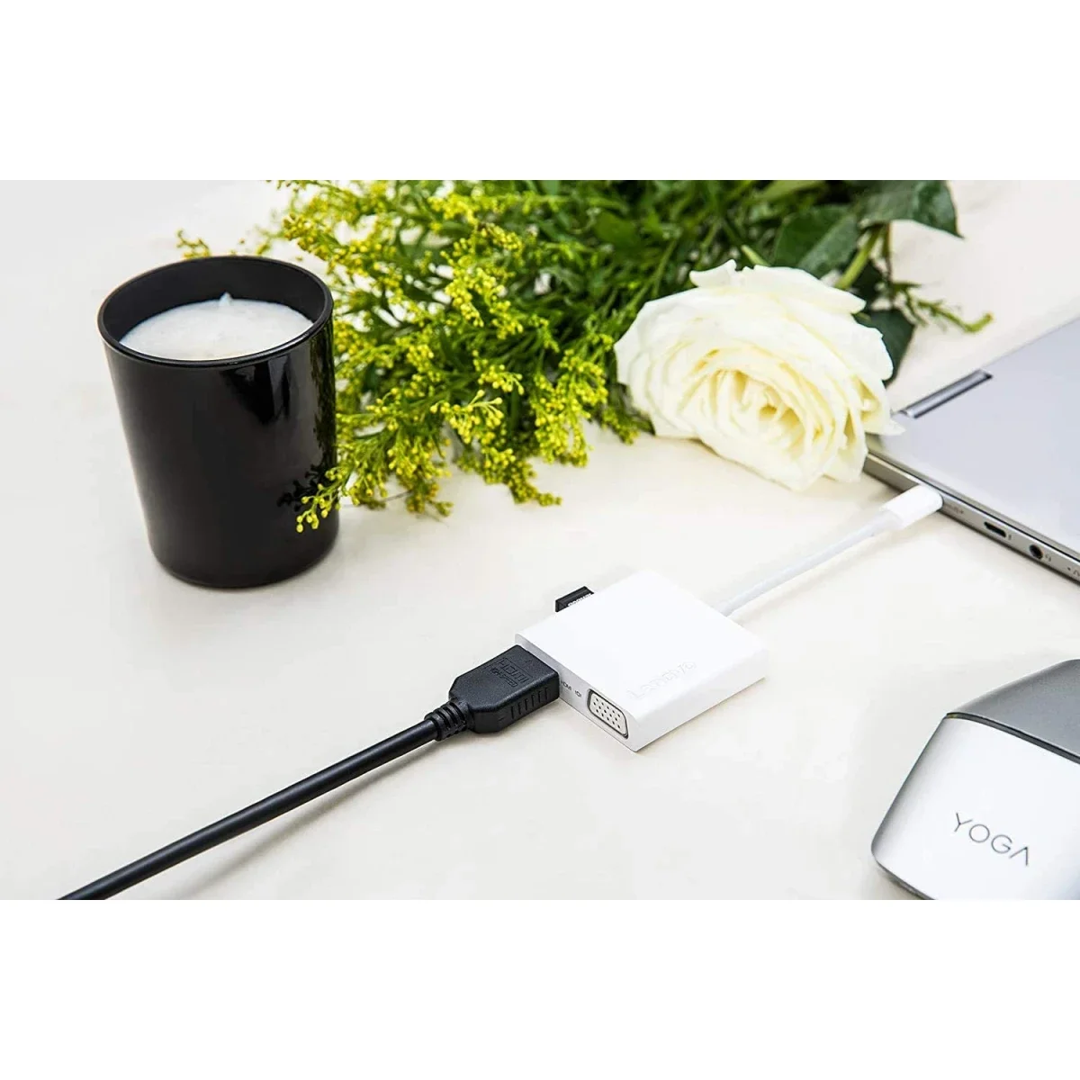 موزع Lenovo USB-C 3-in-1 Travel Hub مع 4K HDMI وVGA وUSB 3.0 - أبيض - Image 2